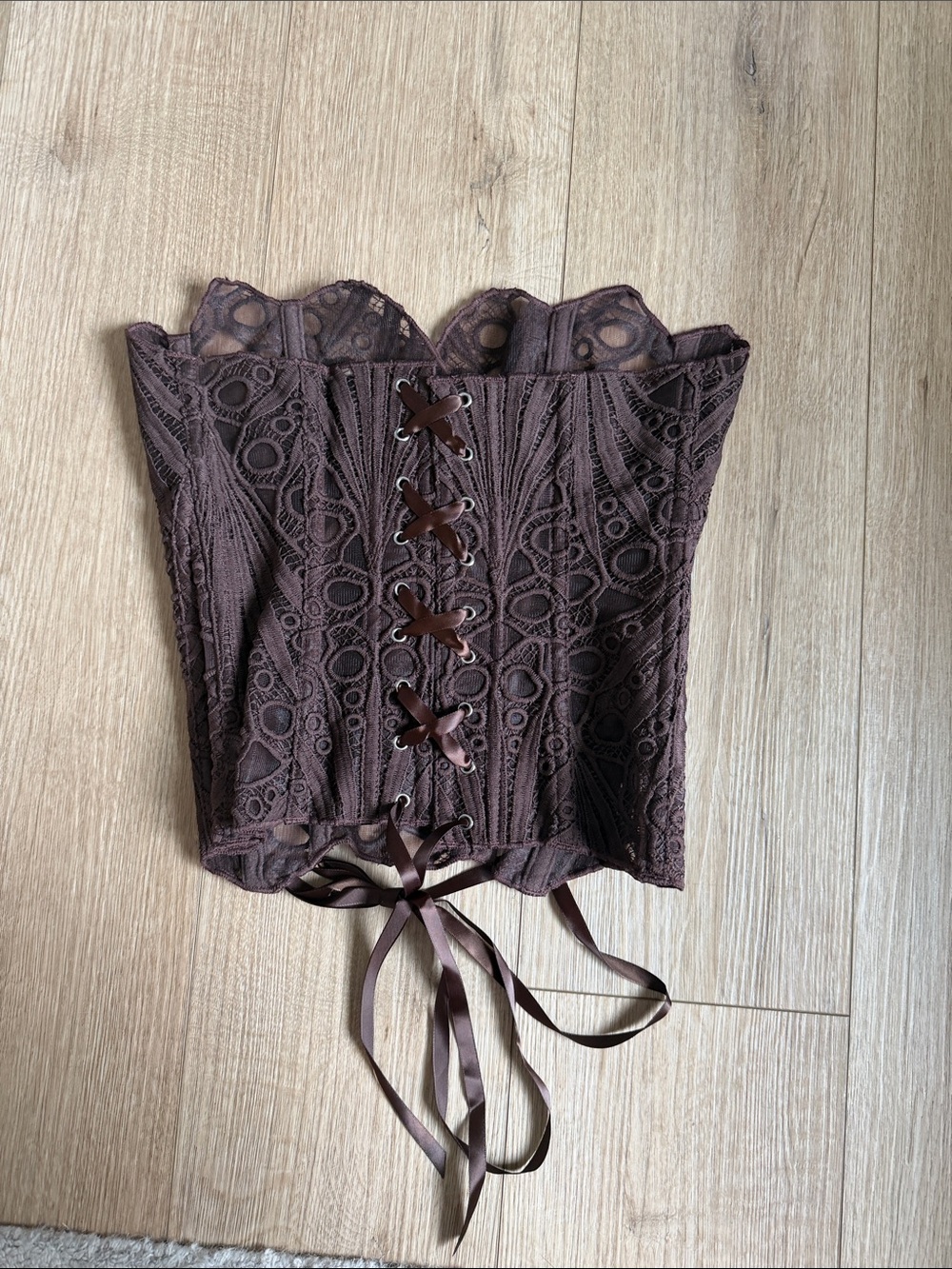 Lace Corset Tube Top in Brown NWOT - Picture 2 of 3